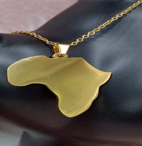 Africa Map Necklace 18k plated