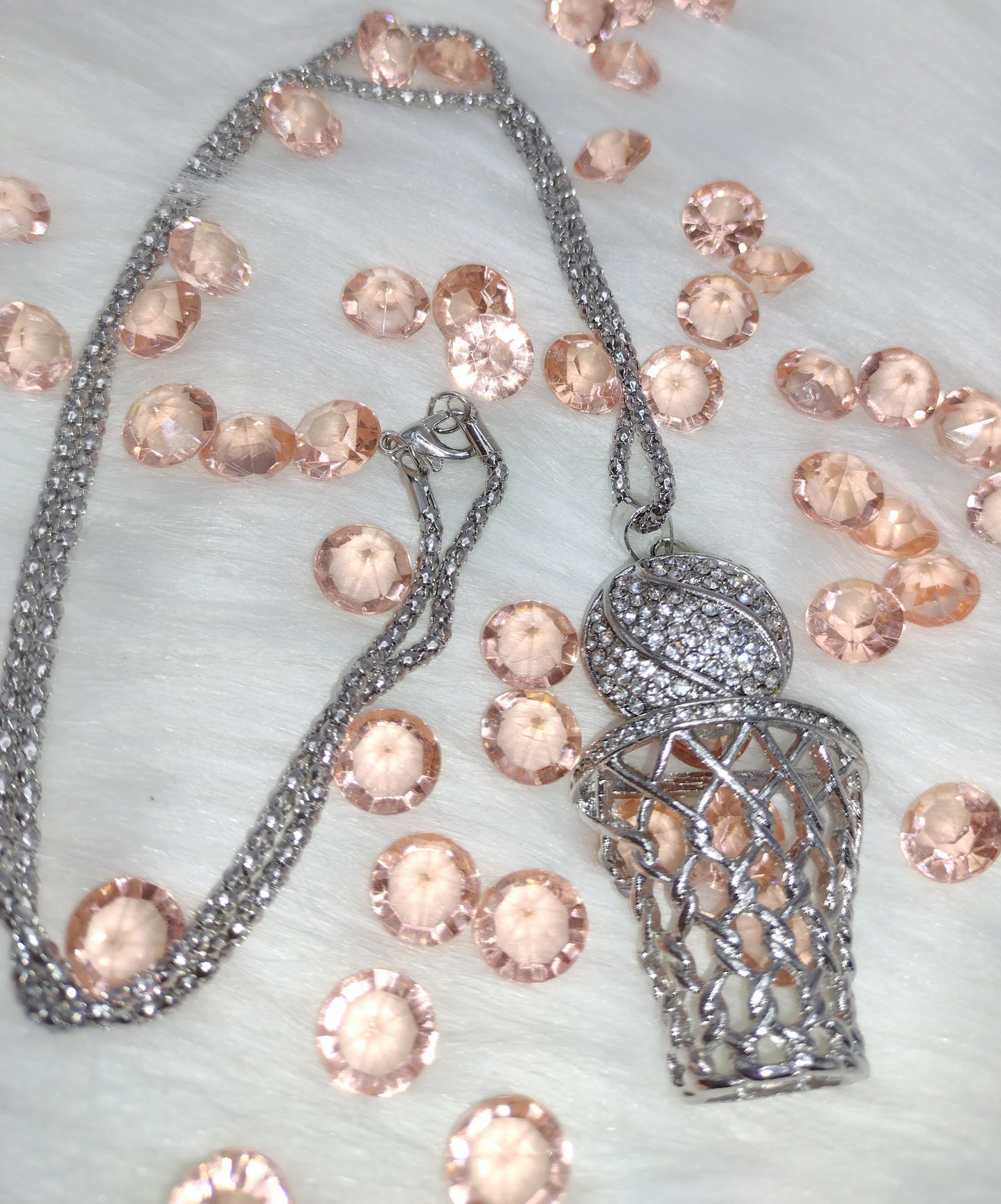 3D Basketball Hoop Bling Necklace