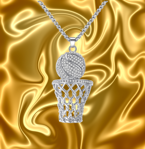 3D Basketball Hoop Bling Necklace