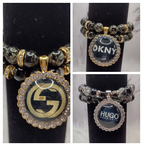 Designer Bling Big Charm Stretch Bracelet