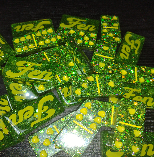 Professional handmade resin domino set with custom colors and personalized design