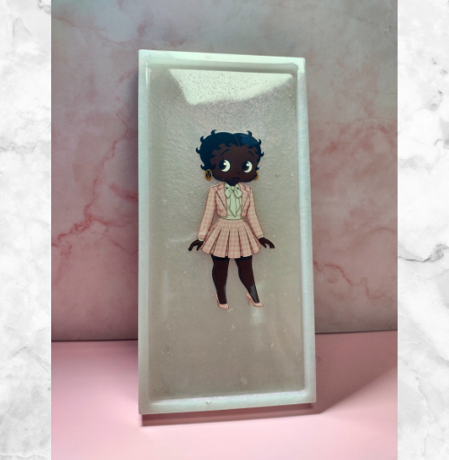 Rectangle resin tray with artwork design, handmade home decor